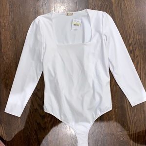 Free people white long sleeved body suit
